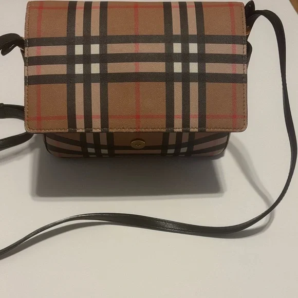 Burberry Brown and Black Plaid Crossbody Bag - Picture 2 of 8
